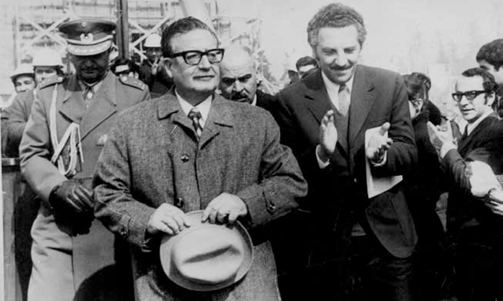 President Salvador Allende at a groundbreaking ceremony for new housing. 